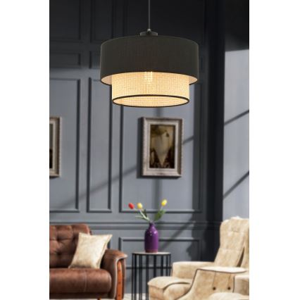 Riippuvalaisin vaijerilla ECHO 1xE27/60W/230V musta/beige