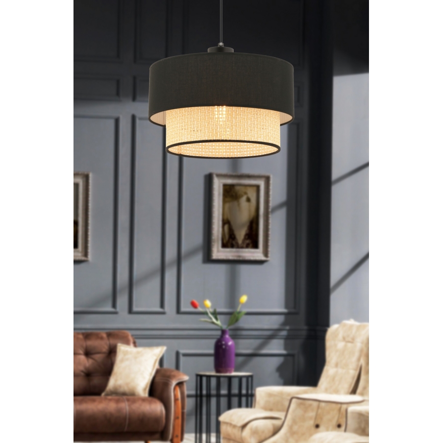 Riippuvalaisin vaijerilla ECHO 1xE27/60W/230V musta/beige