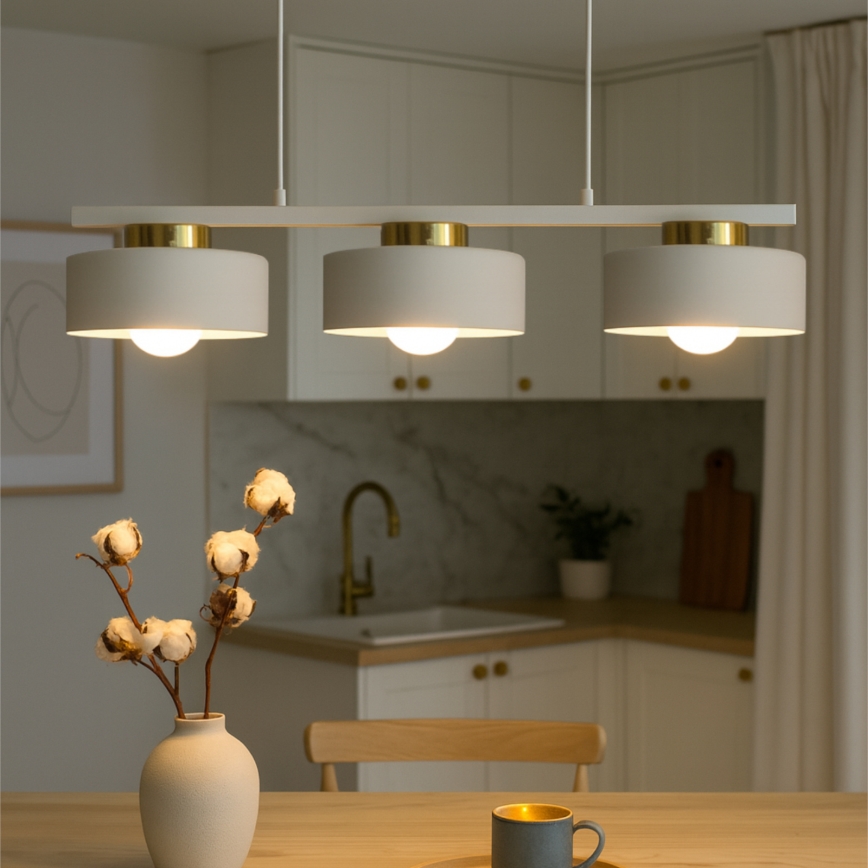 Riippuvalaisin vaijerilla IGNIA 3xE27/60W/230V valkoinen/kultainen