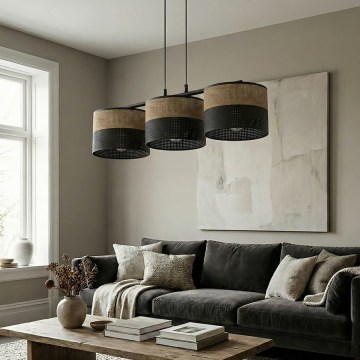 Riippuvalaisin vaijerilla KARBON 3xE27/15W/230V musta/ruskea