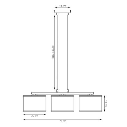 Riippuvalaisin vaijerilla KARBON 3xE27/15W/230V musta/ruskea