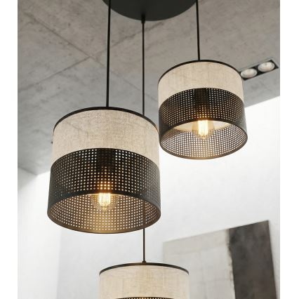 Riippuvalaisin vaijerilla KARBON, 3×E27 (15 W), 230 V, musta/harmaa