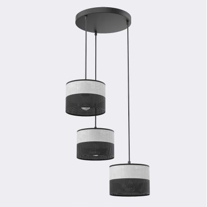 Riippuvalaisin vaijerilla KARBON, 3×E27 (15 W), 230 V, musta/harmaa