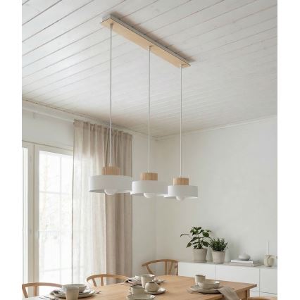 Riippuvalaisin vaijerilla KIVI 3xE27/15W/230V valkoinen