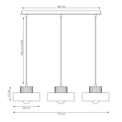Riippuvalaisin vaijerilla KIVI 3xE27/15W/230V valkoinen