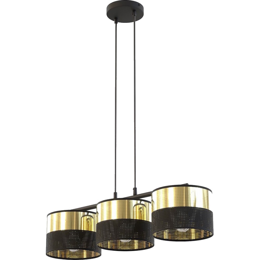 Riippuvalaisin vaijerilla LUX 3xE27/15W/230V musta/kultainen