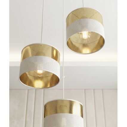 Riippuvalaisin vaijerilla LUX 3xE27/15W/230V valkoinen/kulta