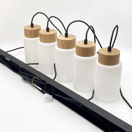 Riippuvalaisin vaijerilla MARKUS 1xE27/15W/230V musta/tammi