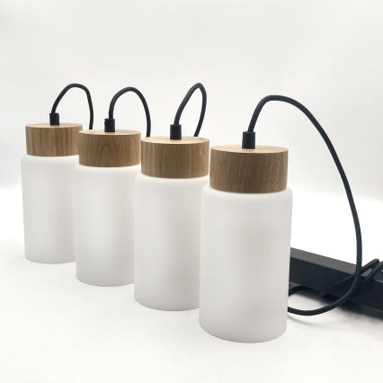 Riippuvalaisin vaijerilla MARKUS 4xE27/15W/230V musta/tammi