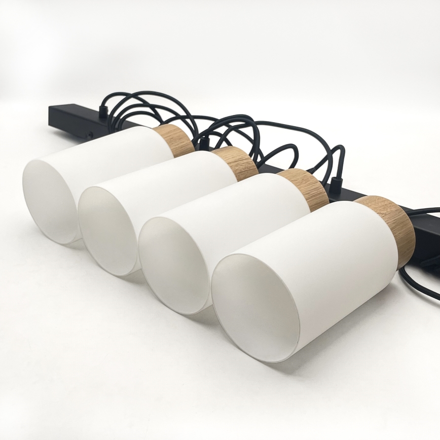 Riippuvalaisin vaijerilla MARKUS 4xE27/15W/230V musta/tammi