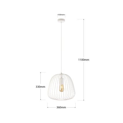 Riippuvalaisin vaijerilla OVELLA 1xE27/15W/230V halkaisija 36 cm kermanvärinen
