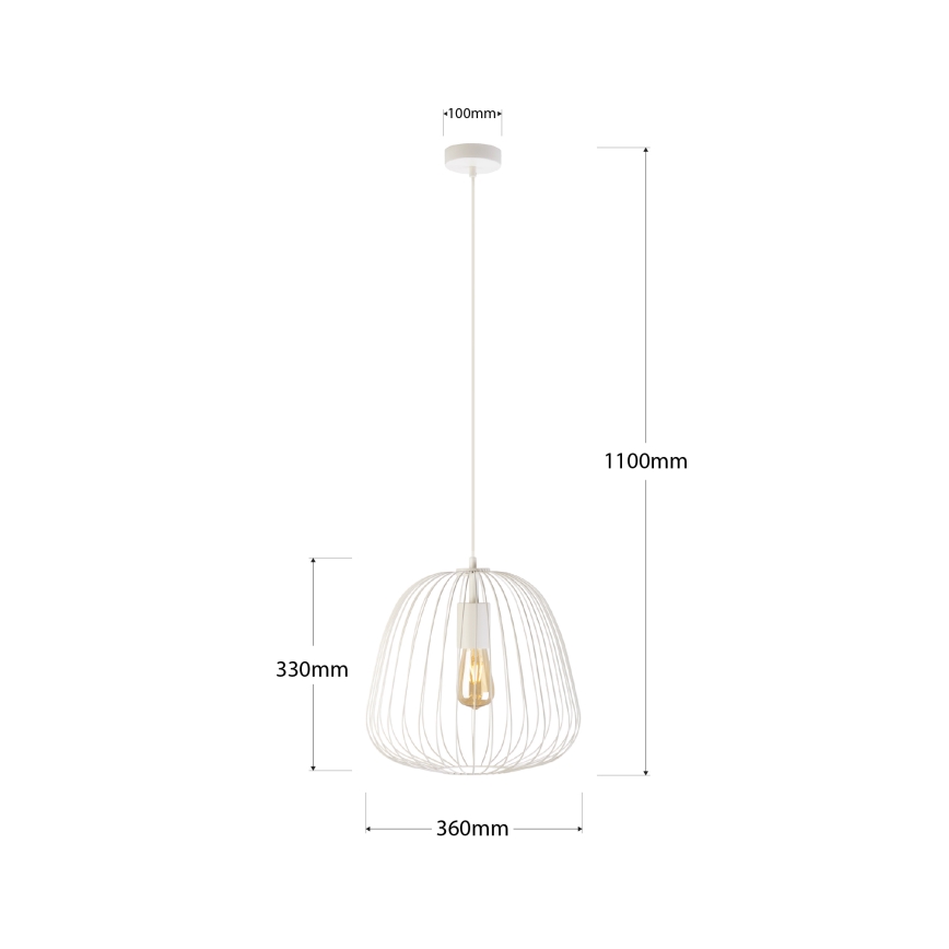 Riippuvalaisin vaijerilla OVELLA 1xE27/15W/230V halkaisija 36 cm kermanvärinen