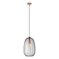 Riippuvalaisin vaijerilla OVELLA 1xE27/15W/230V Ø 25 cm musta/mänty