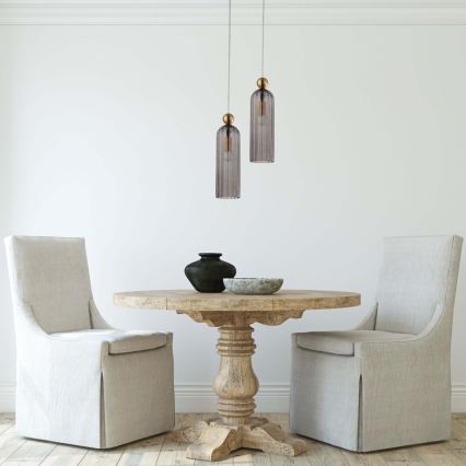 Riippuvalaisin vaijerilla PIEGA 1xE14/40W/230V messinki/savunmusta