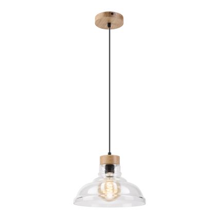 Riippuvalaisin vaijerilla SINGLE 1xE27/60W/230V Ø 28 cm tammi