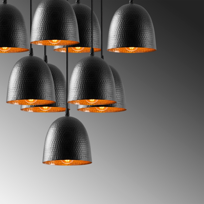 Riippuvalaisin vaijerilla TATTOO 9xE27/40W/230V musta