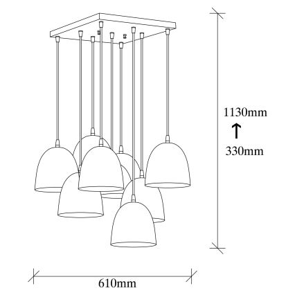 Riippuvalaisin vaijerilla TATTOO 9xE27/40W/230V musta