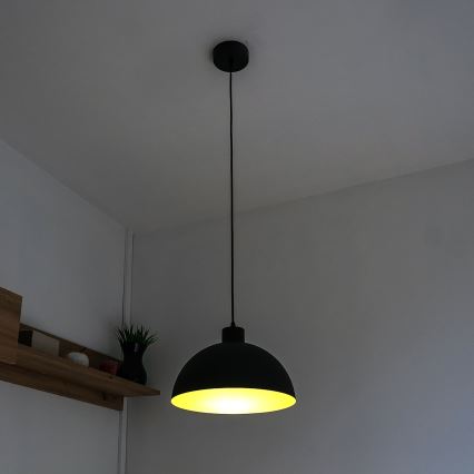 Riippuvalaisin vaijerilla VESPER 1xE27/15W/230 V halkaisija 18 cm musta/kultainen