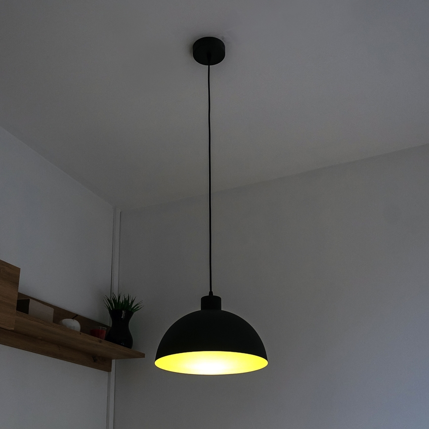Riippuvalaisin vaijerilla VESPER 1xE27/15W/230 V halkaisija 18 cm musta/kultainen