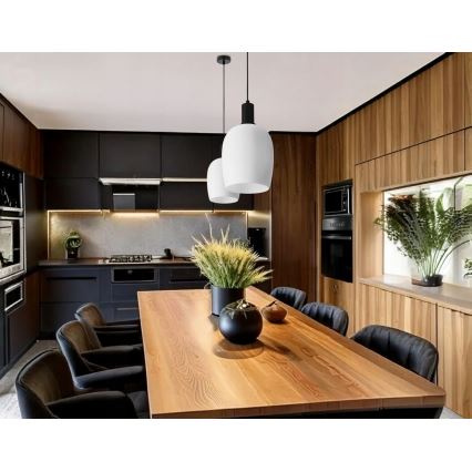 Riippuvalaisin vaijerilla WOLKEN 1xE27/40W/230V valkoinen/musta