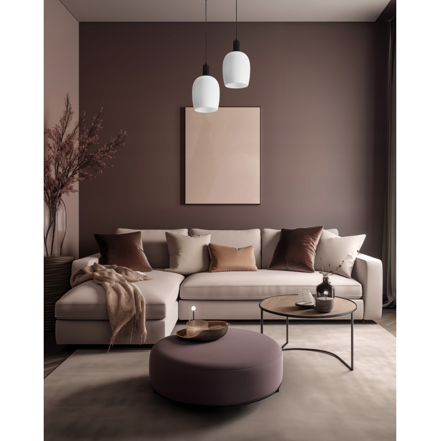 Riippuvalaisin vaijerilla WOLKEN 1xE27/40W/230V valkoinen/musta