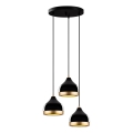 Riippuvalaisin YILDO johdolla 3xE27/40W/230V musta/kultainen