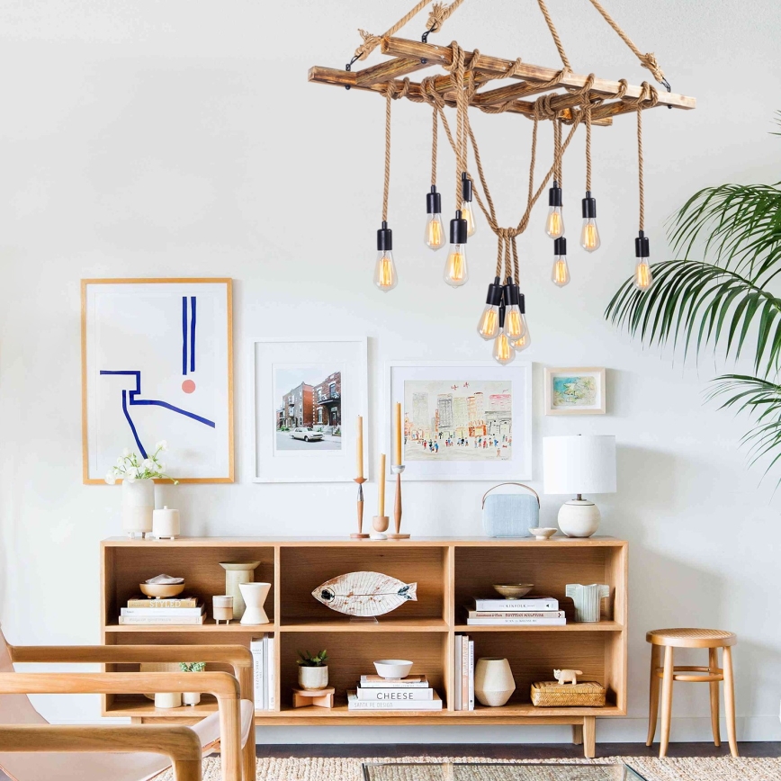 Ripustettava kattokruunu EREBOS 12xE27/40W/230V ruskea