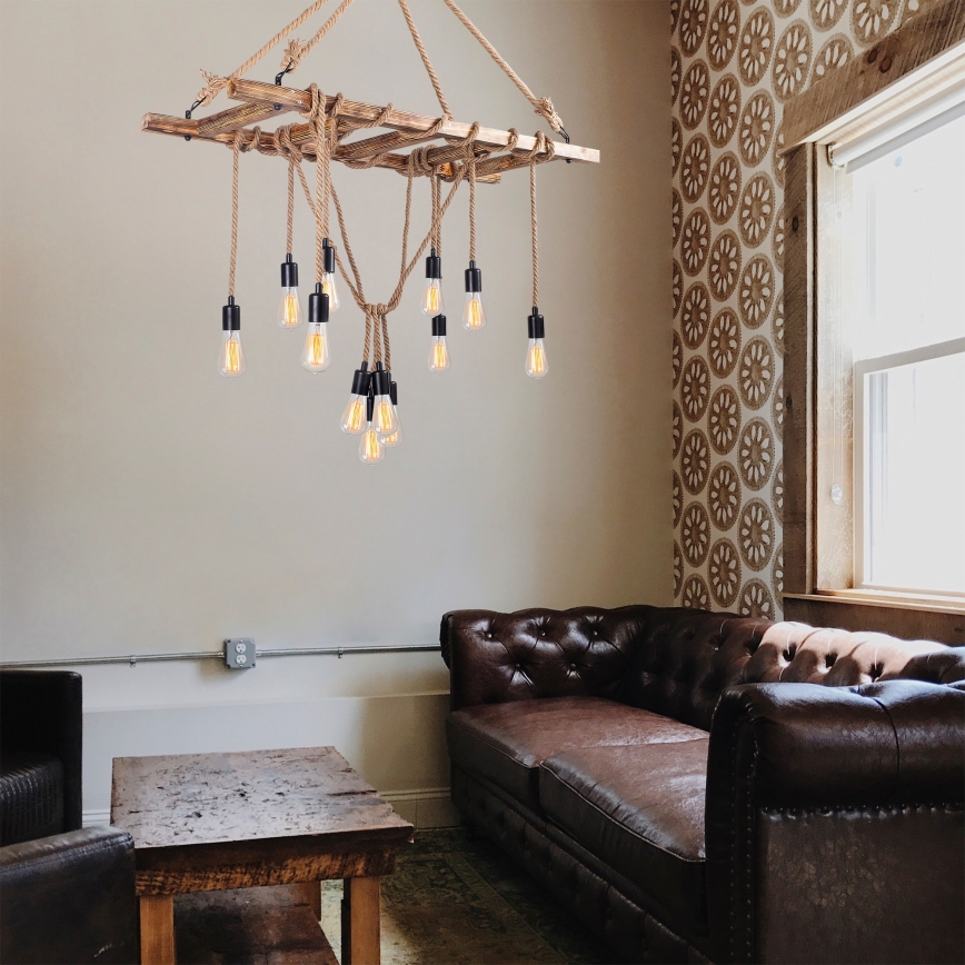 Ripustettava kattokruunu EREBOS 12xE27/40W/230V ruskea