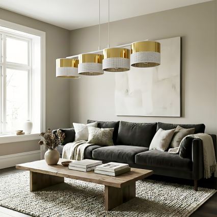 Ripustettava kattovalaisin LUX 4xE27/15W/230V valkoinen/kultainen