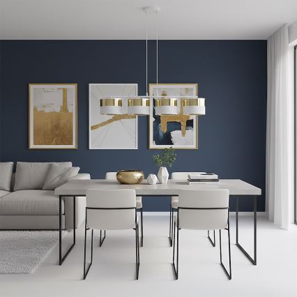 Ripustettava kattovalaisin LUX 4xE27/15W/230V valkoinen/kultainen