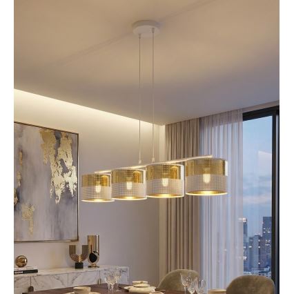 Ripustettava kattovalaisin LUX 4xE27/15W/230V valkoinen/kultainen