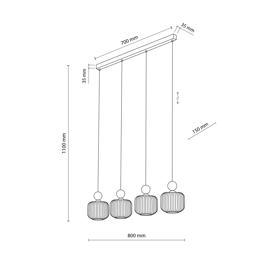 Ripustettava valaisin BALLO 4xE14/10W/230V beige