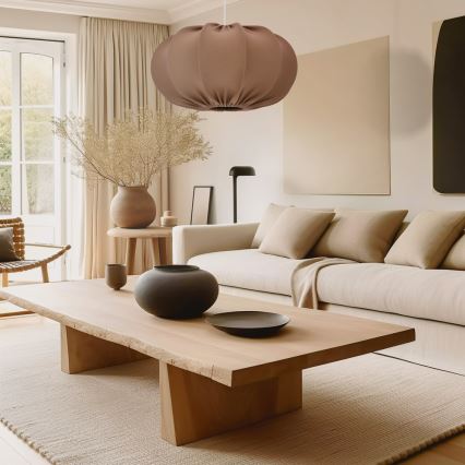 Ripustettava valaisin johdolla CAFEE 1xE27/40W/230V, halkaisija 52 cm, ruskea