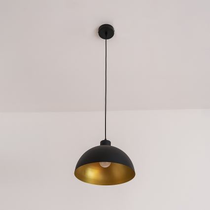 Ripustettava valaisin johdolla VESPER 1xE27/15W/230 halkaisija 30 cm musta/kultainen