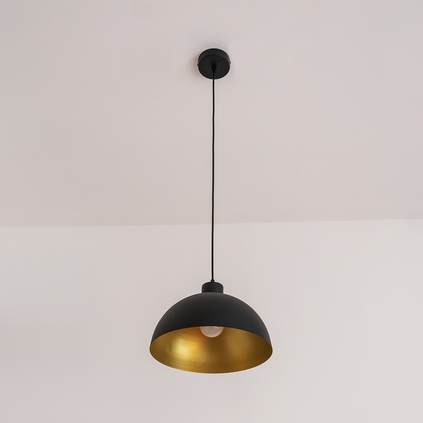 Ripustettava valaisin johdolla VESPER 1xE27/15W/230 halkaisija 30 cm musta/kultainen