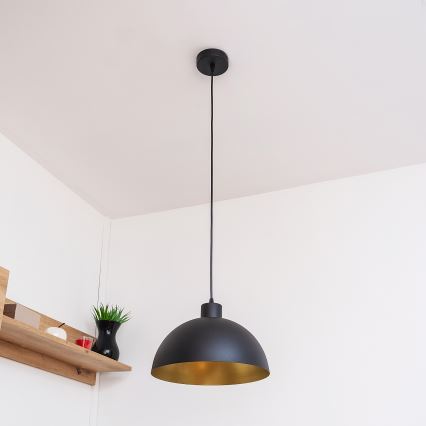 Ripustettava valaisin johdolla VESPER 1xE27/15W/230 halkaisija 30 cm musta/kultainen