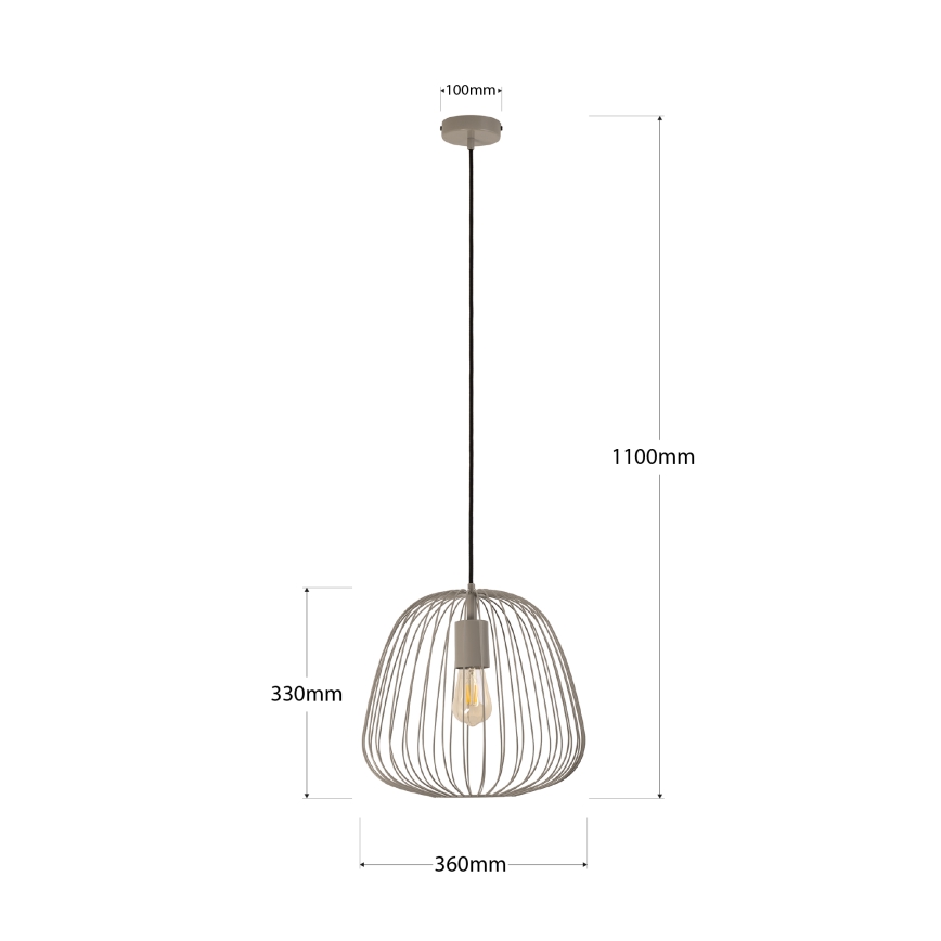 Ripustettava valaisin kaapelilla OVELLA 1xE27/15W/230V, halkaisija 36 cm, beige