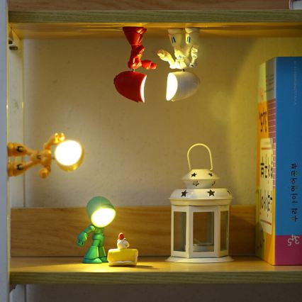 Robottimuotoinen keltainen LED-pöytälamppu LED/0,06W/3xLR41