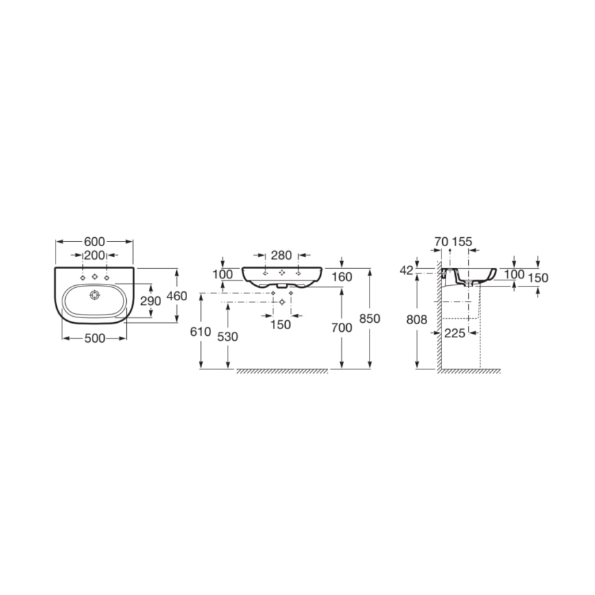 Roca A327242000 - Ripustettava pesuallas MERIDIAN 60x46 cm keramiikka/valkoinen