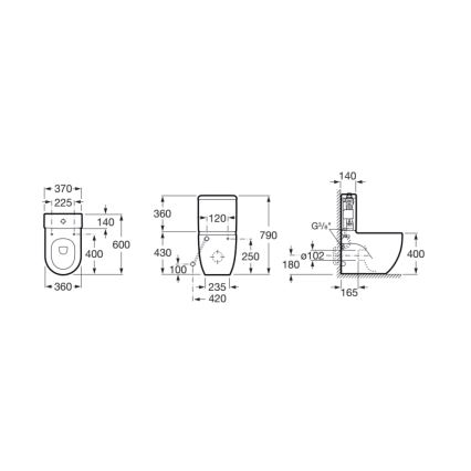 Roca A341242000 - MERIDIAN huuhtelusäiliö, alaliitäntä, keramiikka/valkoinen