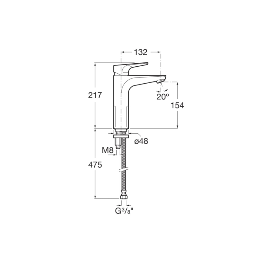Roca A5A3D90C00 - ATLAS-lavuaarihana 21,7 cm, kiiltävä kromi