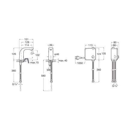Roca A5A5309C00 - Kosketukseton pesuallashana L20 4xAA kiiltävä kromi
