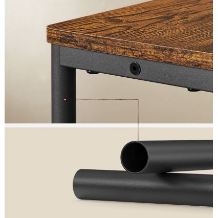 ROD-sivupöytä integroidulla pistorasialla ja USB-porteilla, ruskea/musta