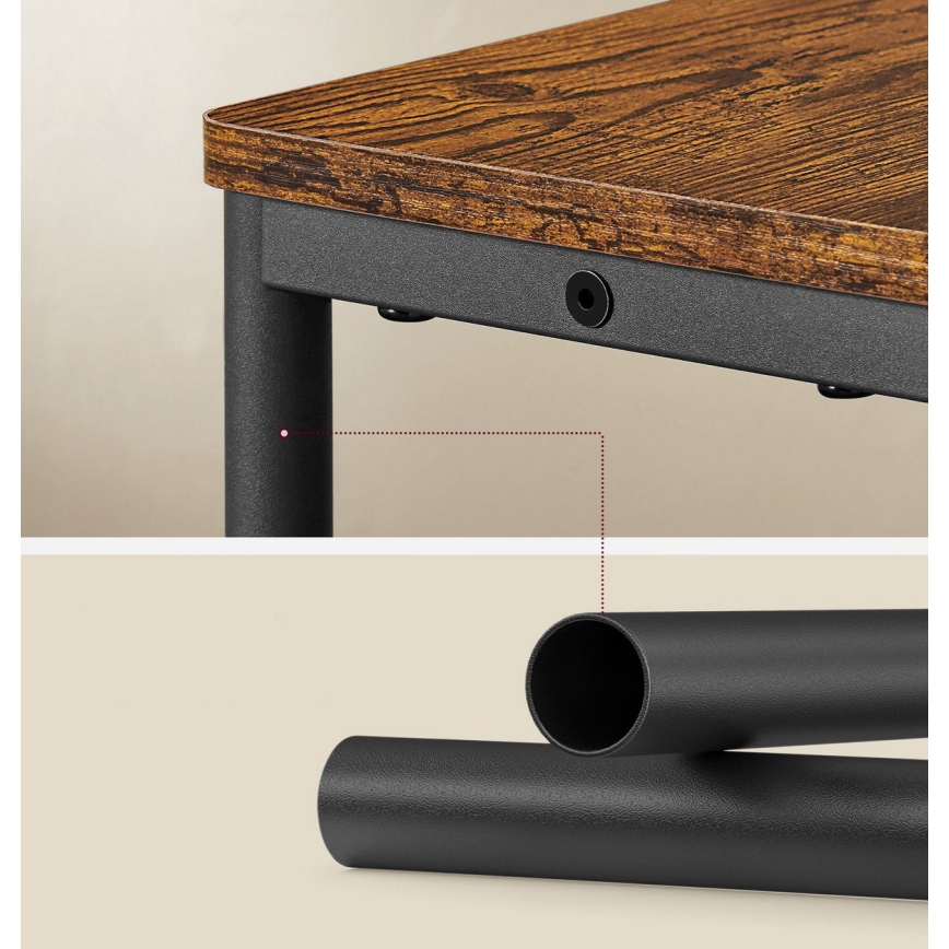 ROD-sivupöytä integroidulla pistorasialla ja USB-porteilla, ruskea/musta