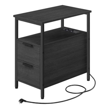 ROD-sivupöytä sisäänrakennetuilla pistorasioilla ja USB-porteilla, musta