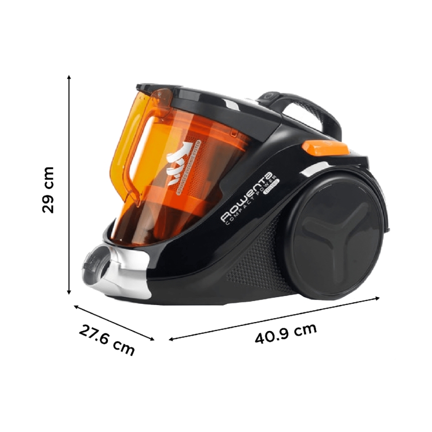 Rowenta - Pussiton pölynimuri COMPACT POWER 1,5l 750W/230V musta/oranssi