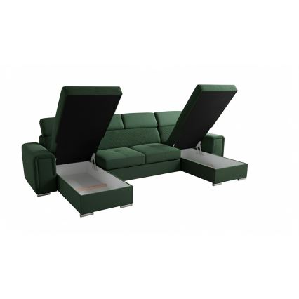 U-sohva, jossa on säilytystila ja universaali kulma, SALVADA vihreä