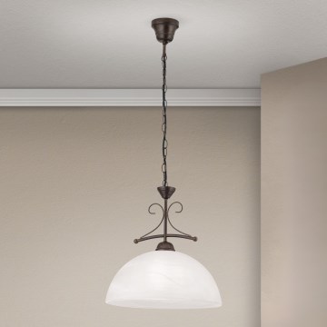 RULA-kattokruunu ketjulla 1xE27/40W/230V halkaisija 35 cm valkoinen/pronssi