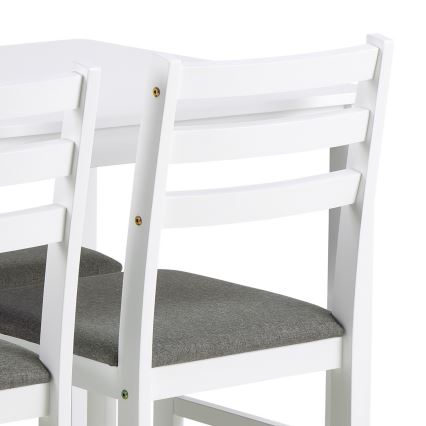 Ruokailuryhmä EMILY, pöytä ja 4 tuolia, valkoinen