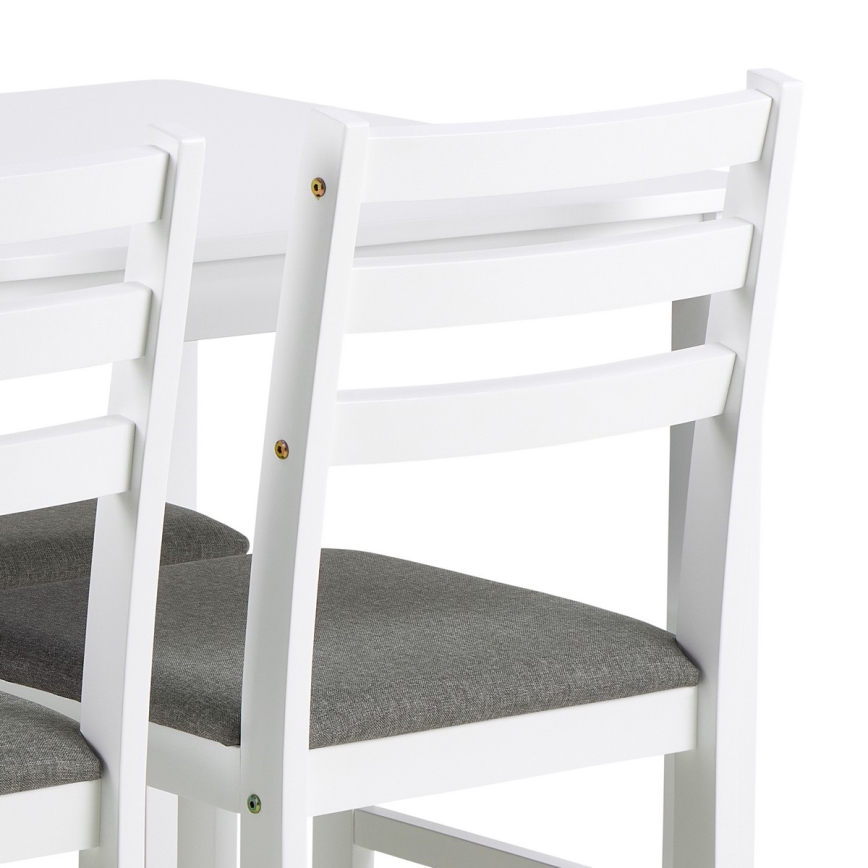 Ruokailuryhmä EMILY, pöytä ja 4 tuolia, valkoinen